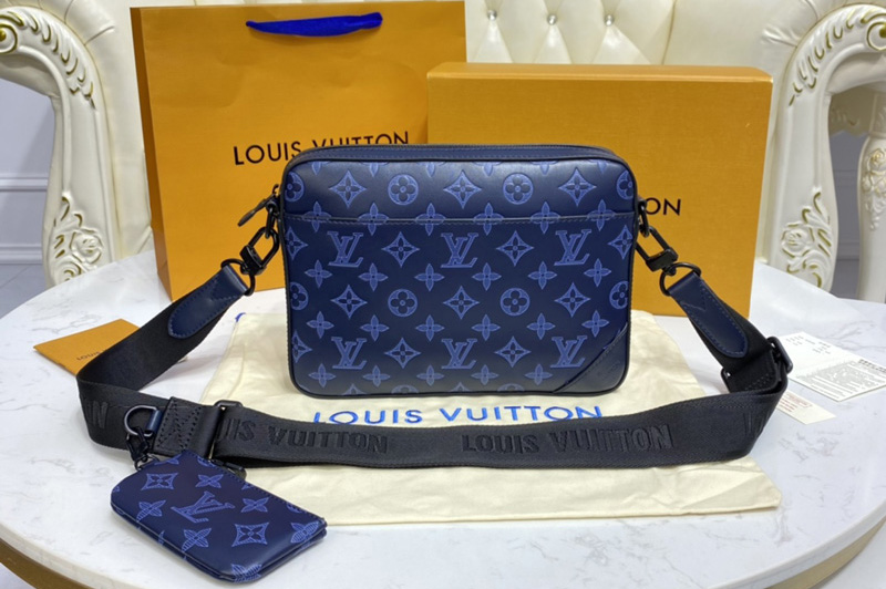 Louis Vuitton M45730 LV Duo Messenger bag in navy blue Monogram Shadow  leather – iPerfectbags