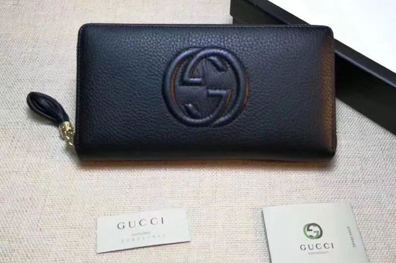 Gucci 308004 Soho Original Leather Zip Around Wallets Black ...