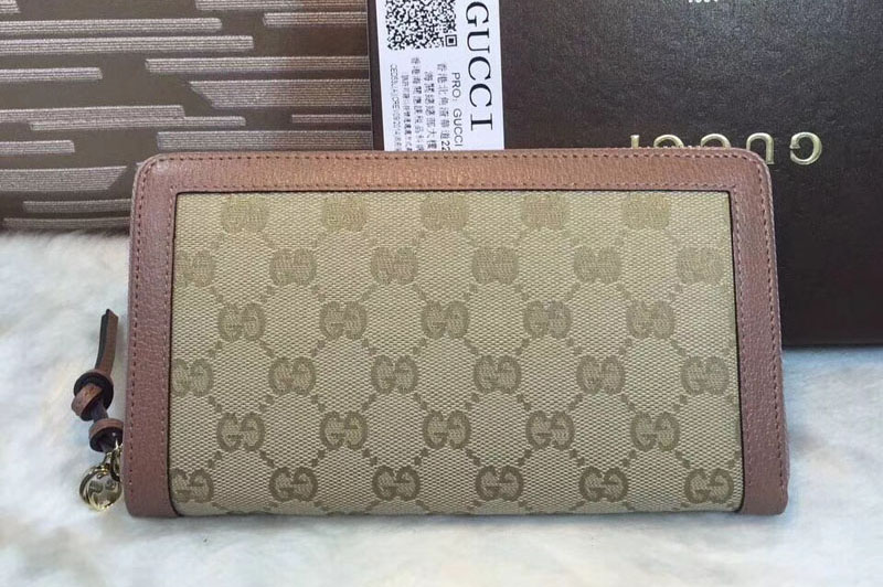 Gucci 323397 Bree Original GG Canvas Zip Around Wallet Pink ...