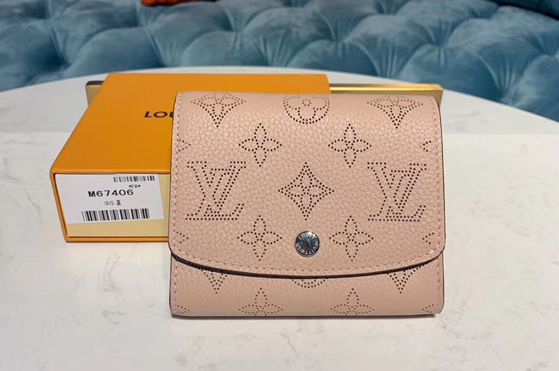 Louis Vuitton M62541 LV Iris Compact Wallets Pink Mahina leather ...