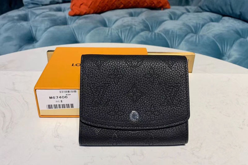 Louis Vuitton M62540 LV Iris Compact Wallets Black Mahina leather ...