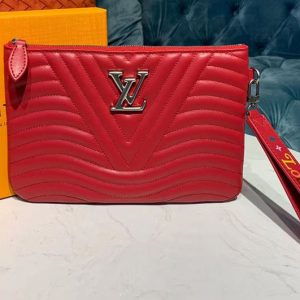 Replica Louis Vuitton M67500 LV New Wave zip pochette Bags Red Calf leather