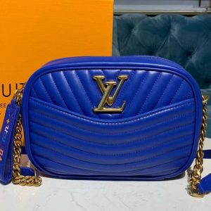 Replica Louis Vuitton M53901 LV New Wave Camera Bags Blue Smooth calf leather