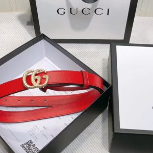 Replica Gucci 2cm Leather belt with torchon Double G buckle in Red Leather