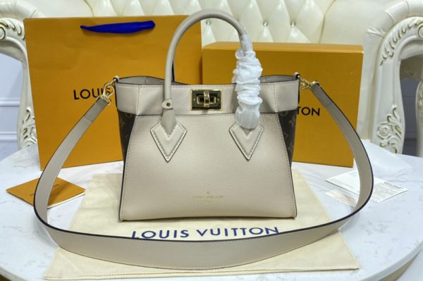 Louis Vuitton M57729 LV On My Side PM tote bag in Greige soft calf ...