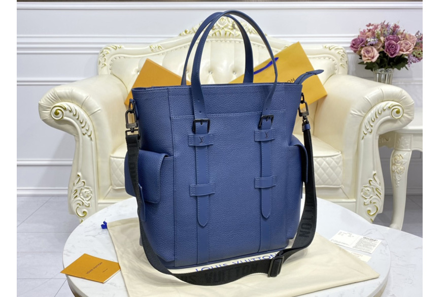 Louis Vuitton M58479 LV Christopher Tote Bag in Blue Taurillon